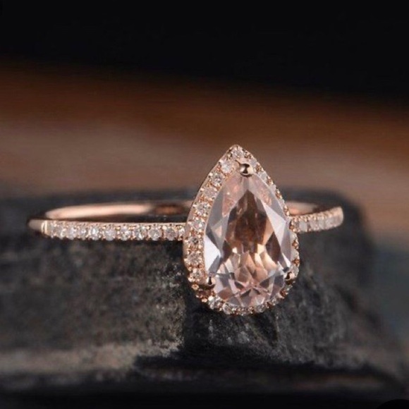 ¥ NEW 6 CARAT ROSE GOLD MORGANITE HALO RING - Picture 3 of 6